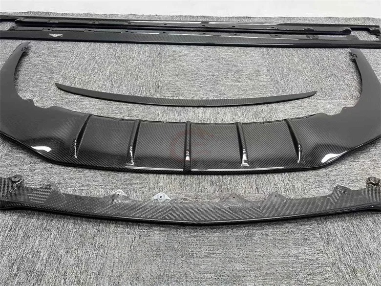 For  Flying Spur 2020-2024 Upgrade W12 Style Dry Carbon Fiber Front Lip Side Skirts Rear Diffuser Rear Spoiler Body Kit